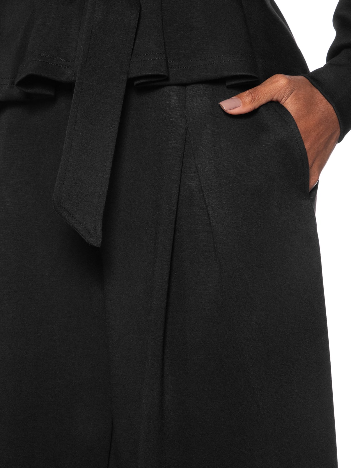 Calça Feminina Moletom com Pregas – Preto Basiq
