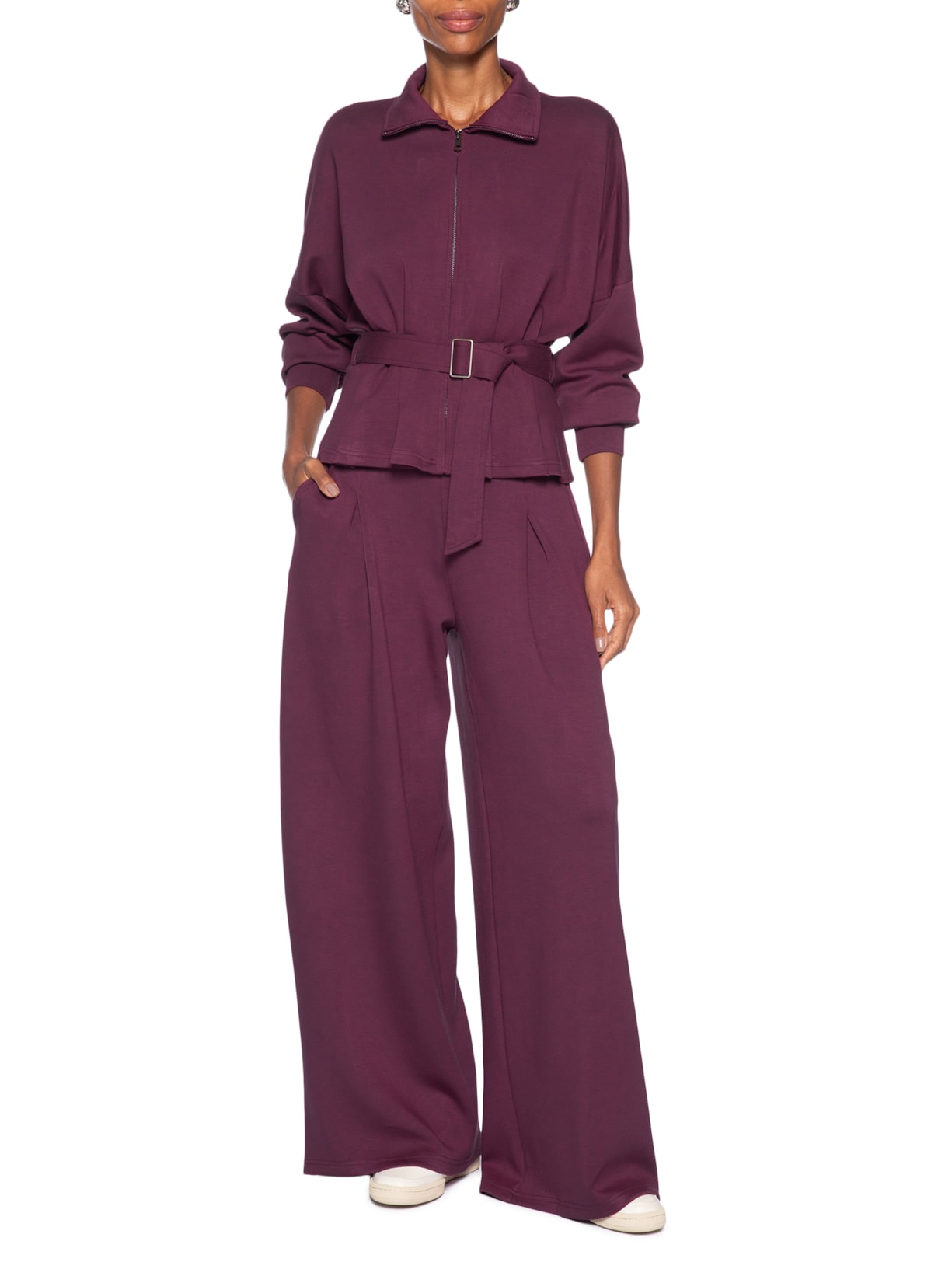 Calça Feminina Moletom com Pregas – Vermelho Basiq