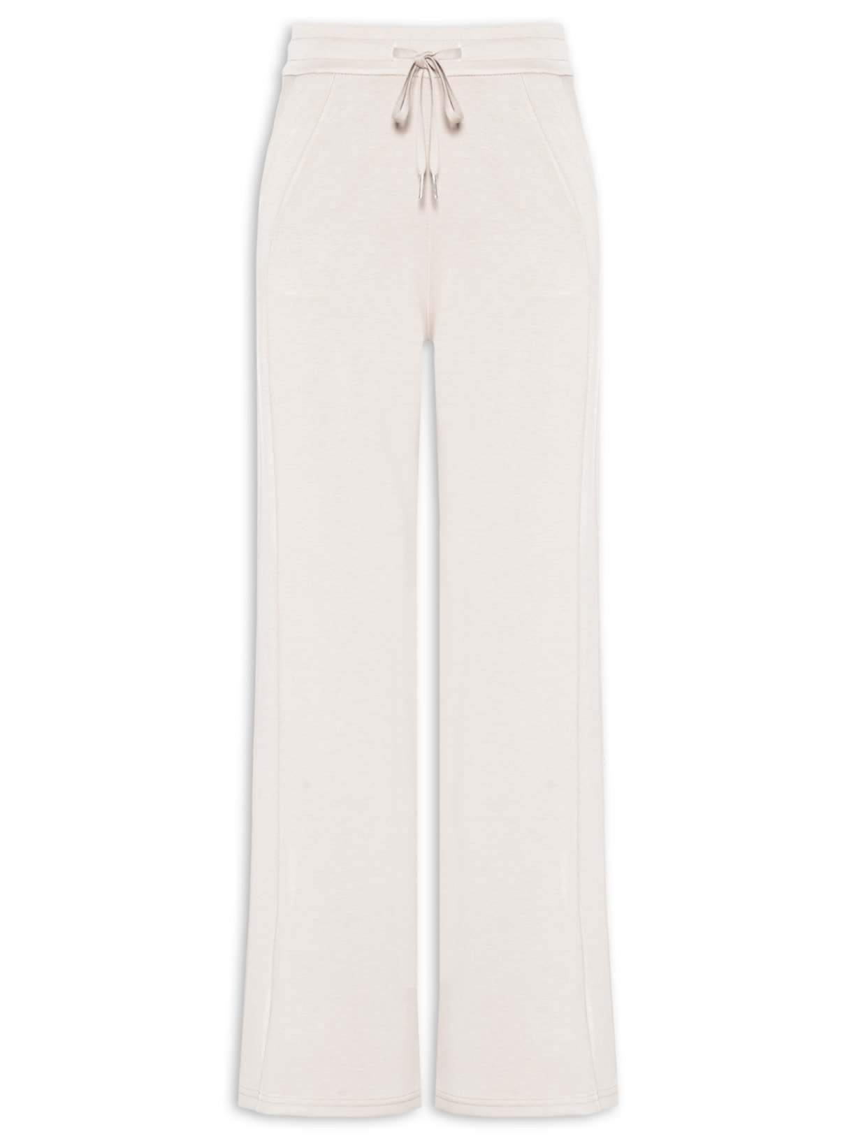 Calça Feminina Moletom Pantalona Bege Basiq
