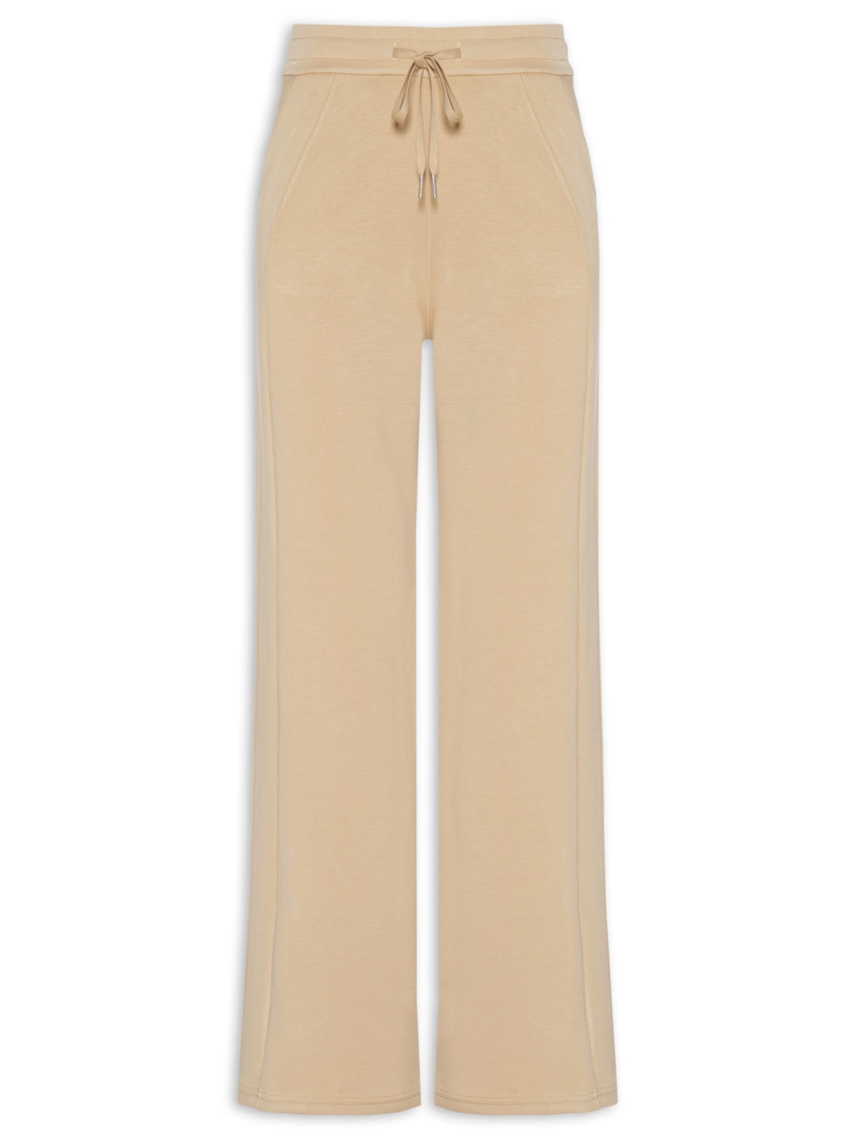 Calça Feminina Moletom Pantalona Bege Basiq
