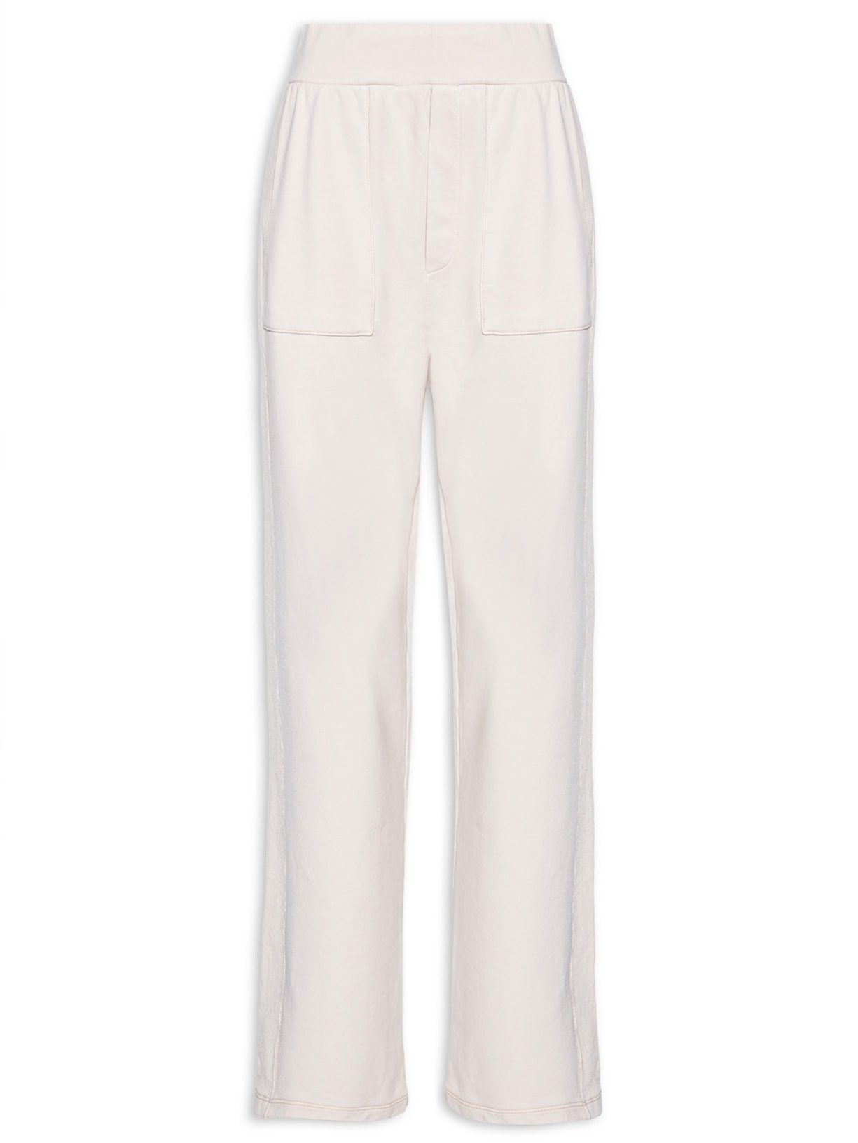 Calça Feminina Moletom Pantalona Com Cotelê - Bege