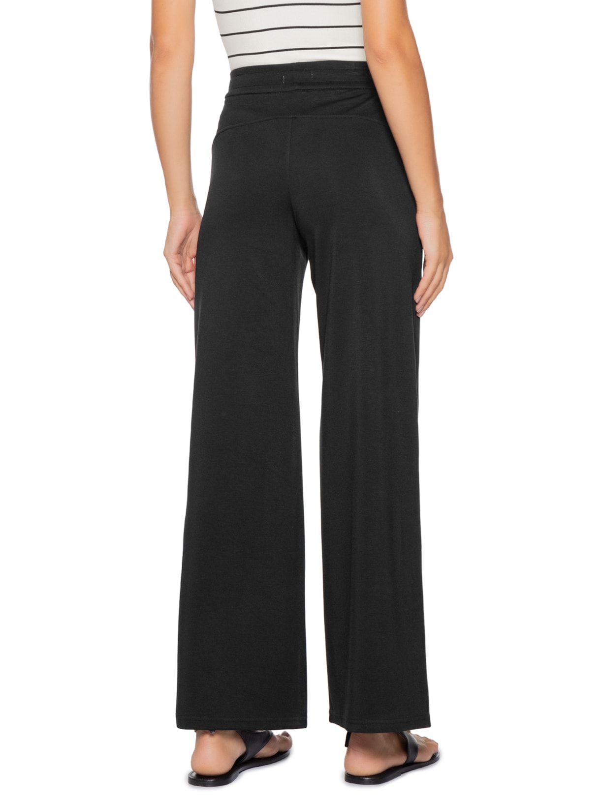 Calça Feminina Moletom Pantalona Preto Basiq
