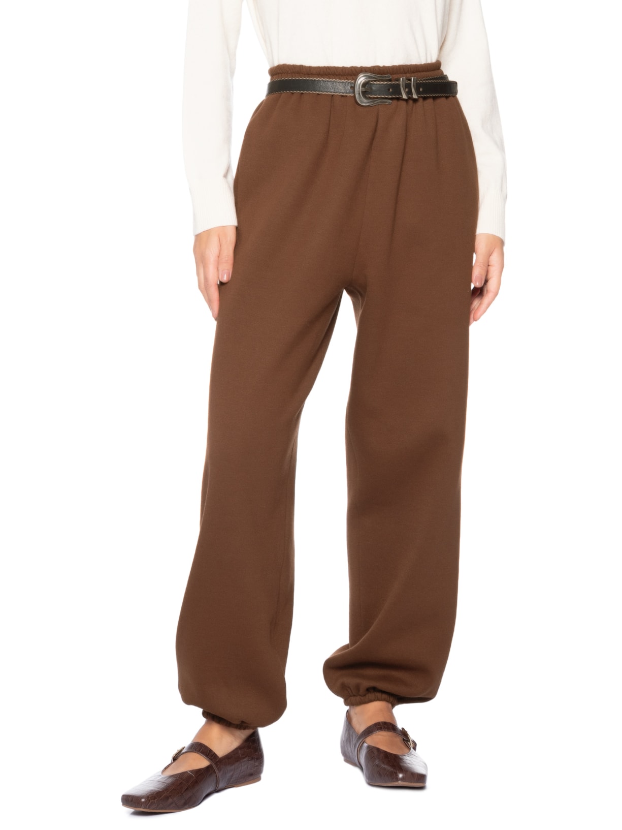 Calça Feminina Moletom Tony Marrom Paula Raia