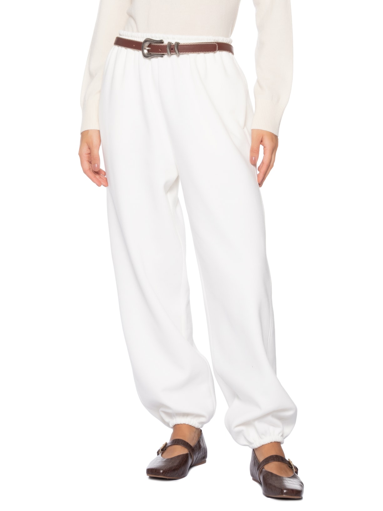 Calça Feminina Moletom Tony Off White Paula Raia