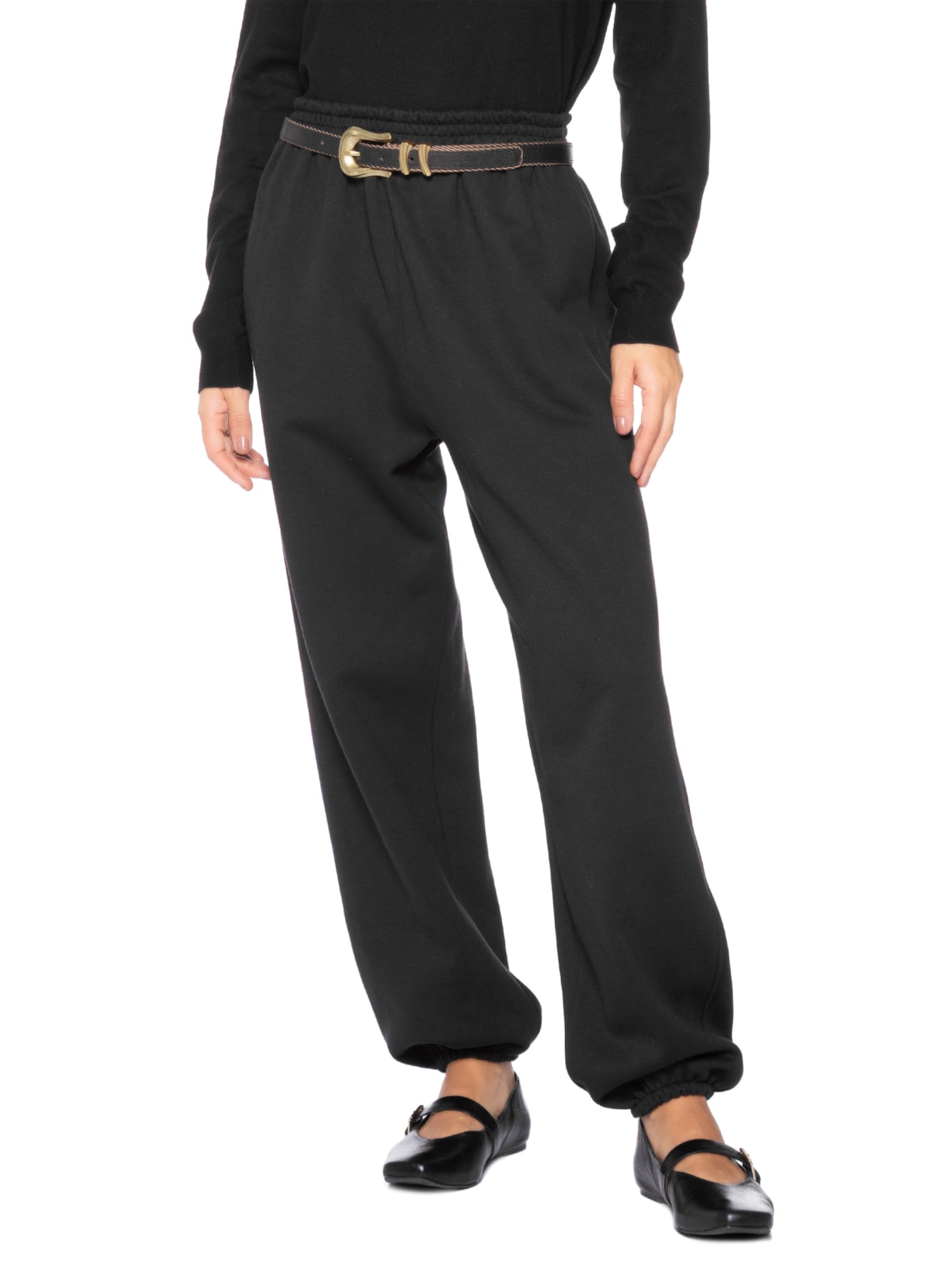 Calça Feminina Moletom Tony Preto Paula Raia