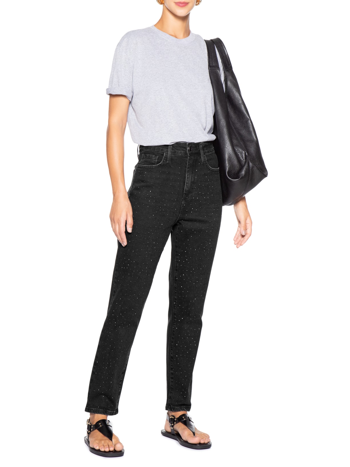 Calça Feminina Mom Jeans Preto Basiq