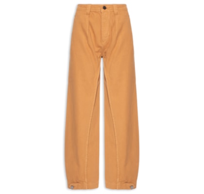 Calça Feminina Nervura Frente Barrel - Marrom