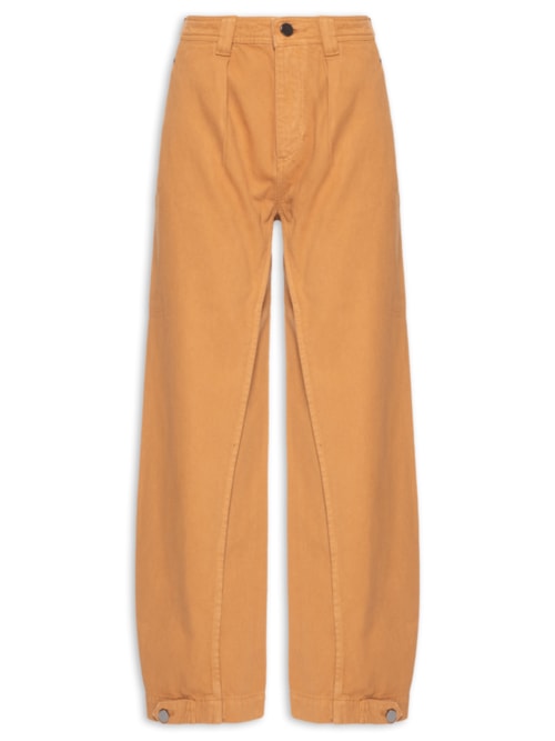Calça Feminina Nervura Frente Barrel - Marrom