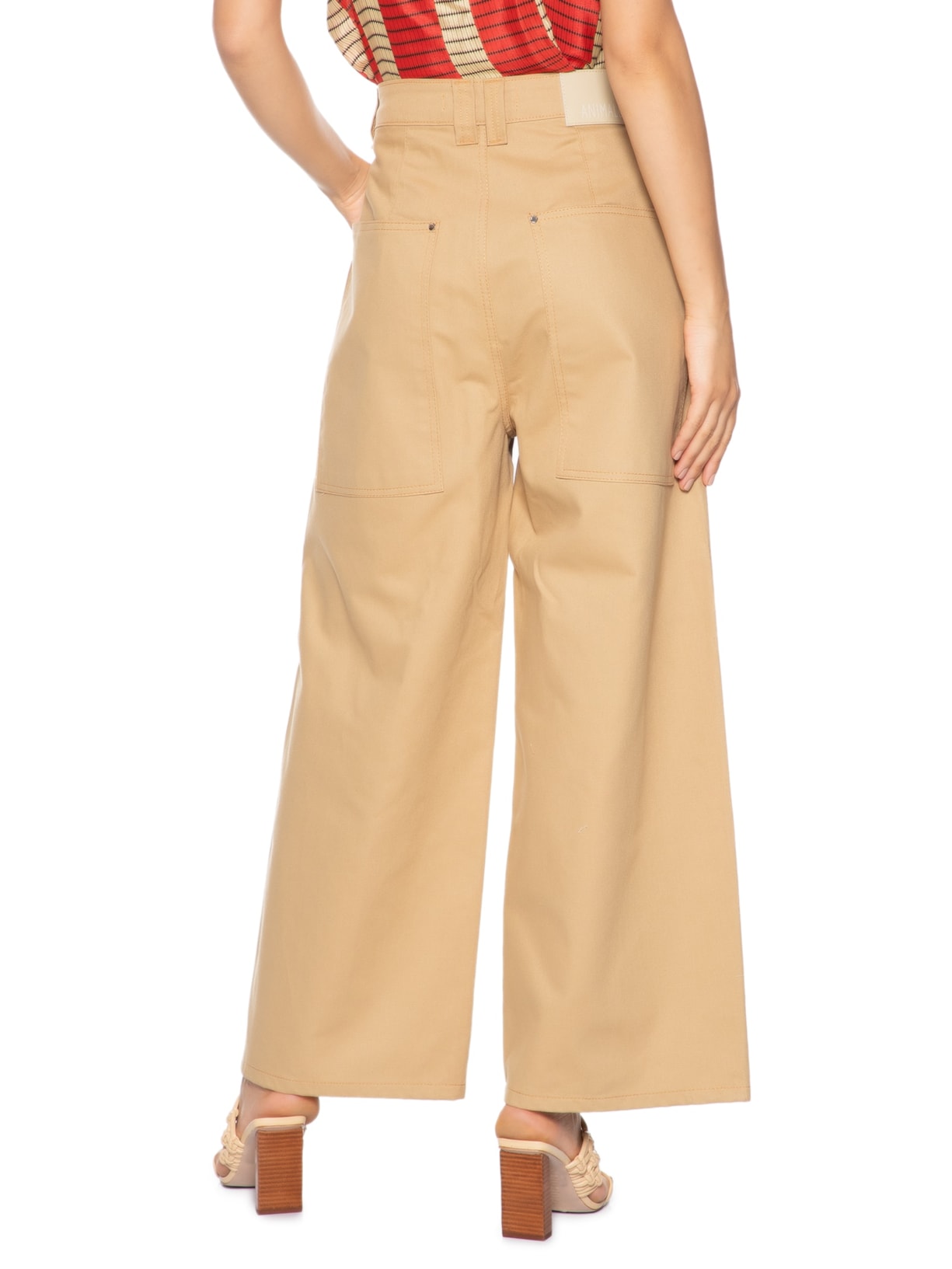 Calça Feminina Over Bolso Faca Safari Bege Animale