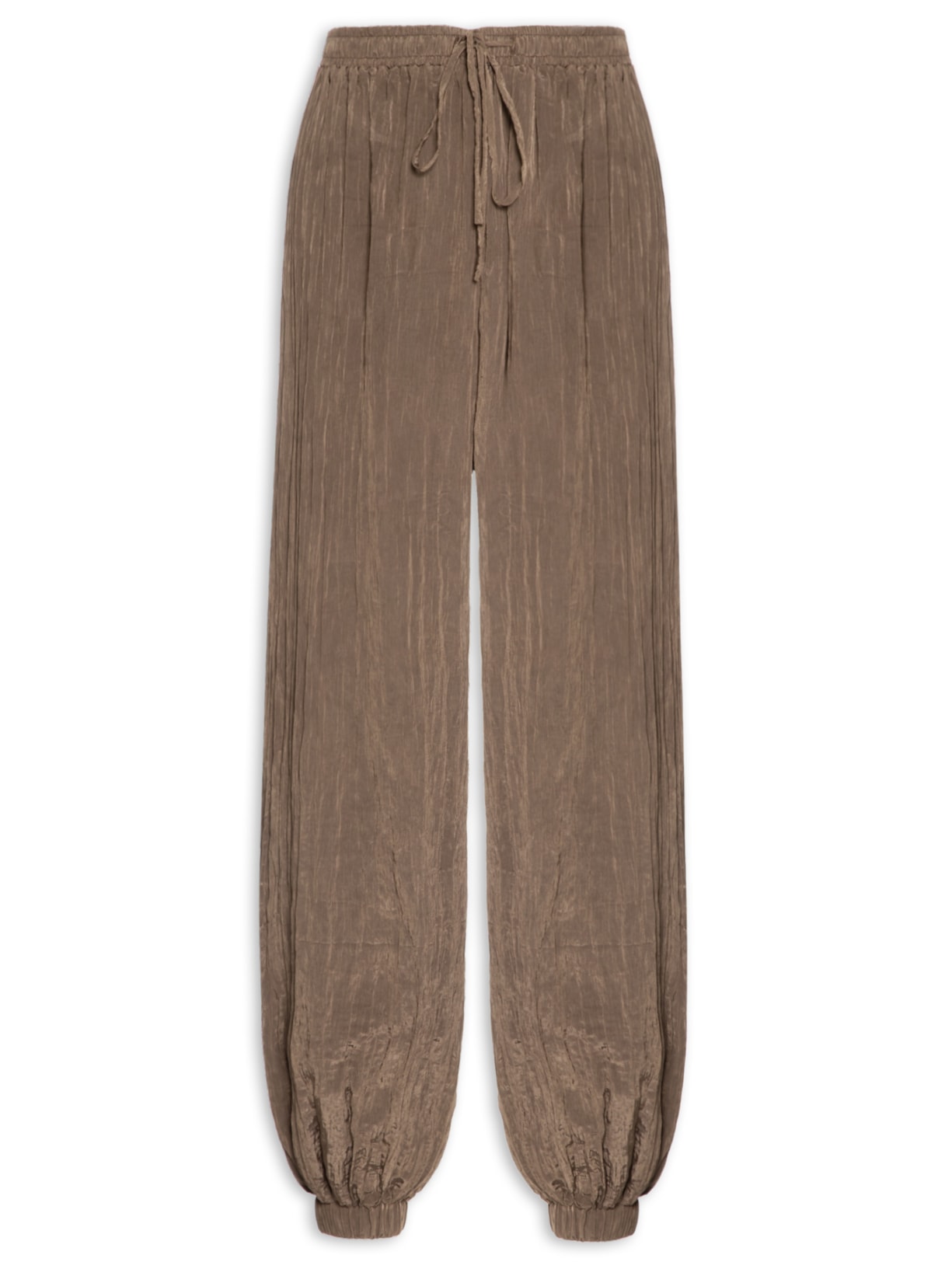 Calça Feminina Over Franzida - Marrom