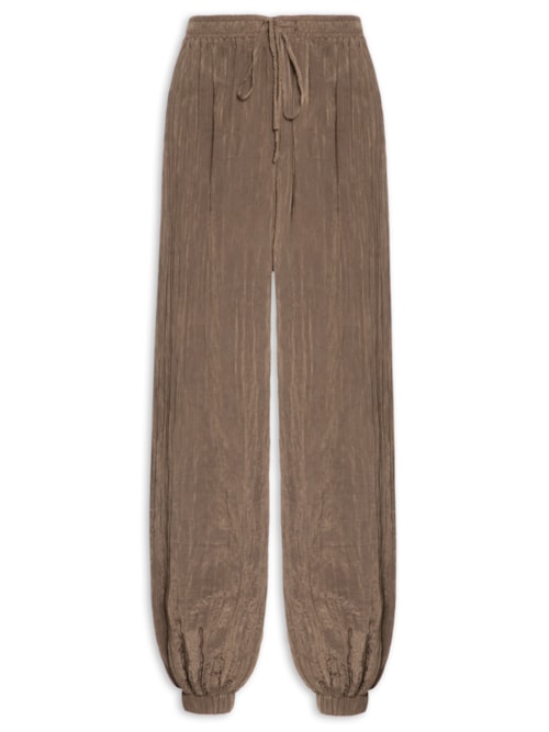 Calça Feminina Over Franzida - Marrom