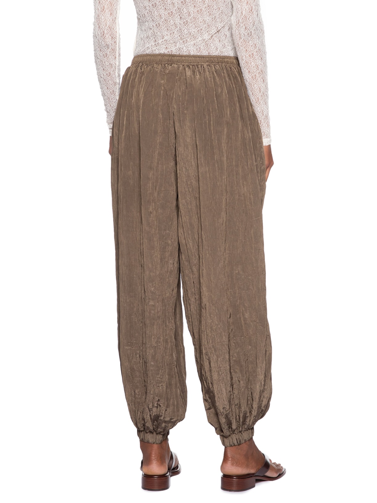 Calça Feminina Over Franzida Marrom Farm