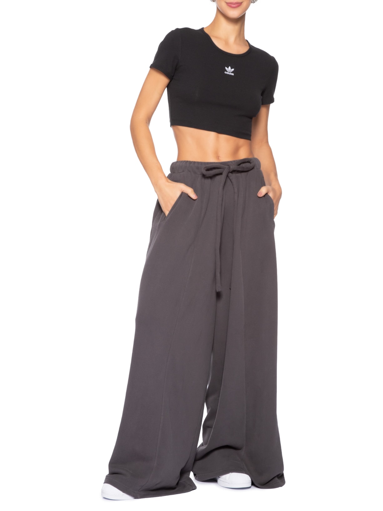 Calça Feminina P Essential Wide Tp Preto Adidas Originals