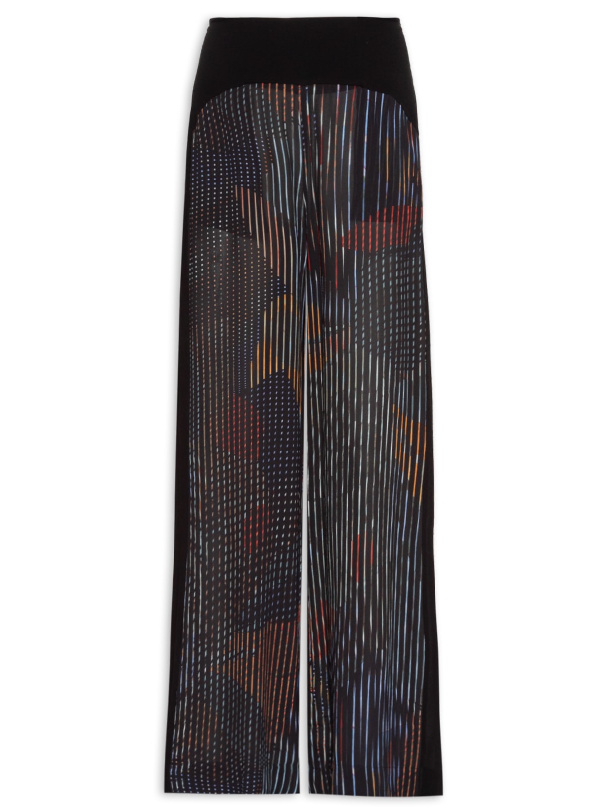 Calça Feminina Pala Arredondada Listra Color - Preto