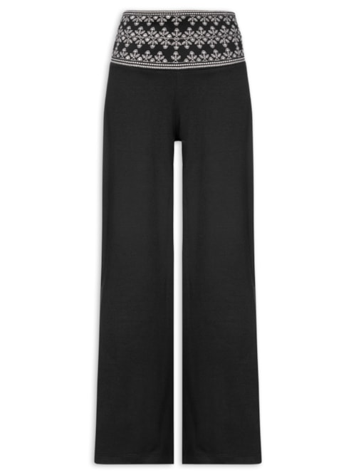 Calça Feminina Pala Bordado - Preto