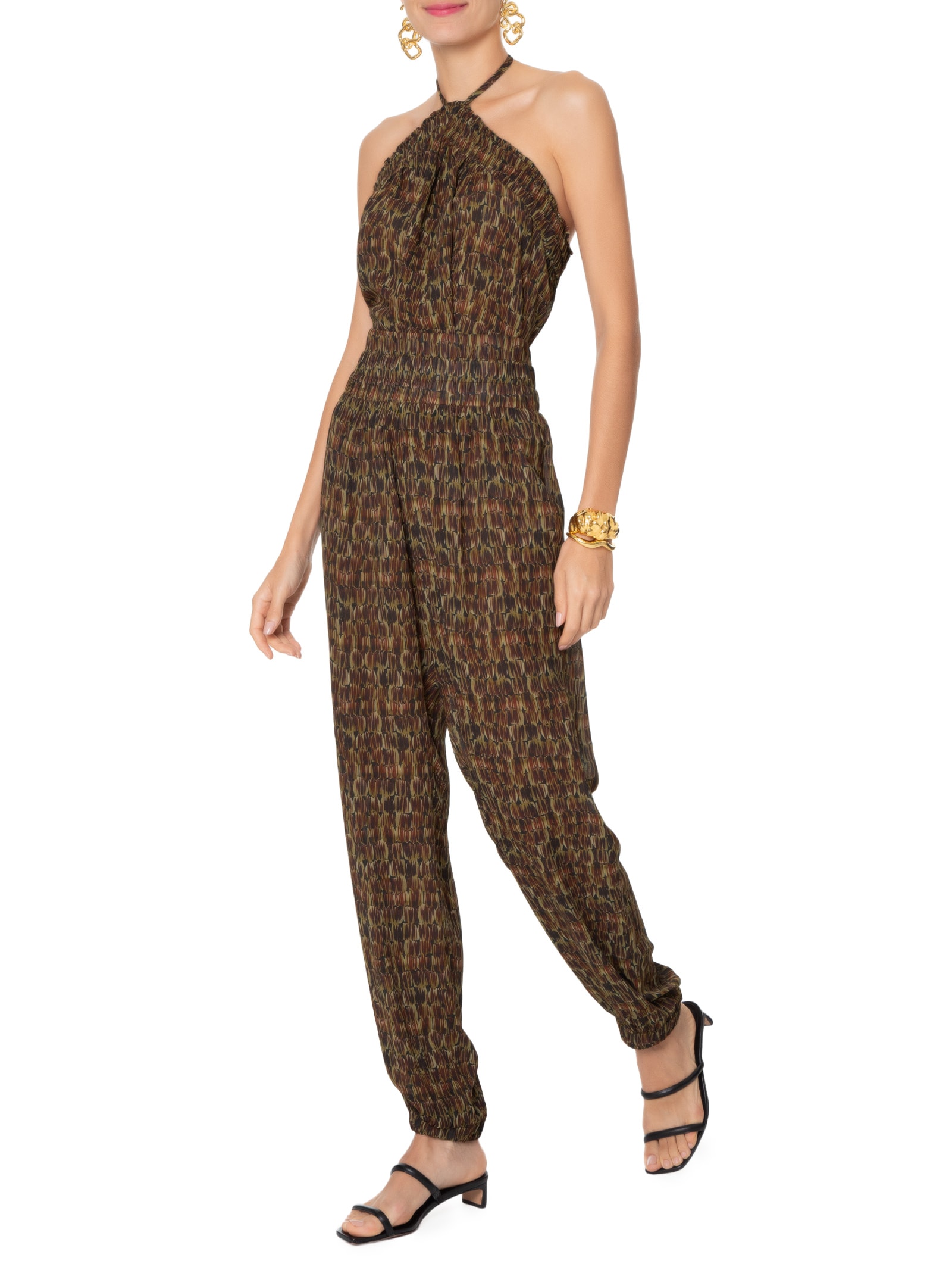 Calça Feminina Pala Elastico Textura Rabisco - Marrom - Shop2gether