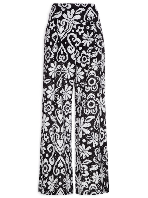 Calça Feminina Pala Larga Laise Estampa Afeto - Preto