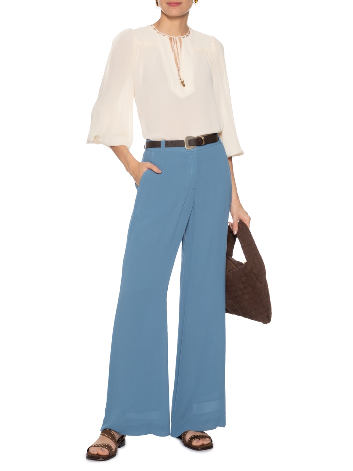 Calça Feminina Pala V Azul Maria Filó