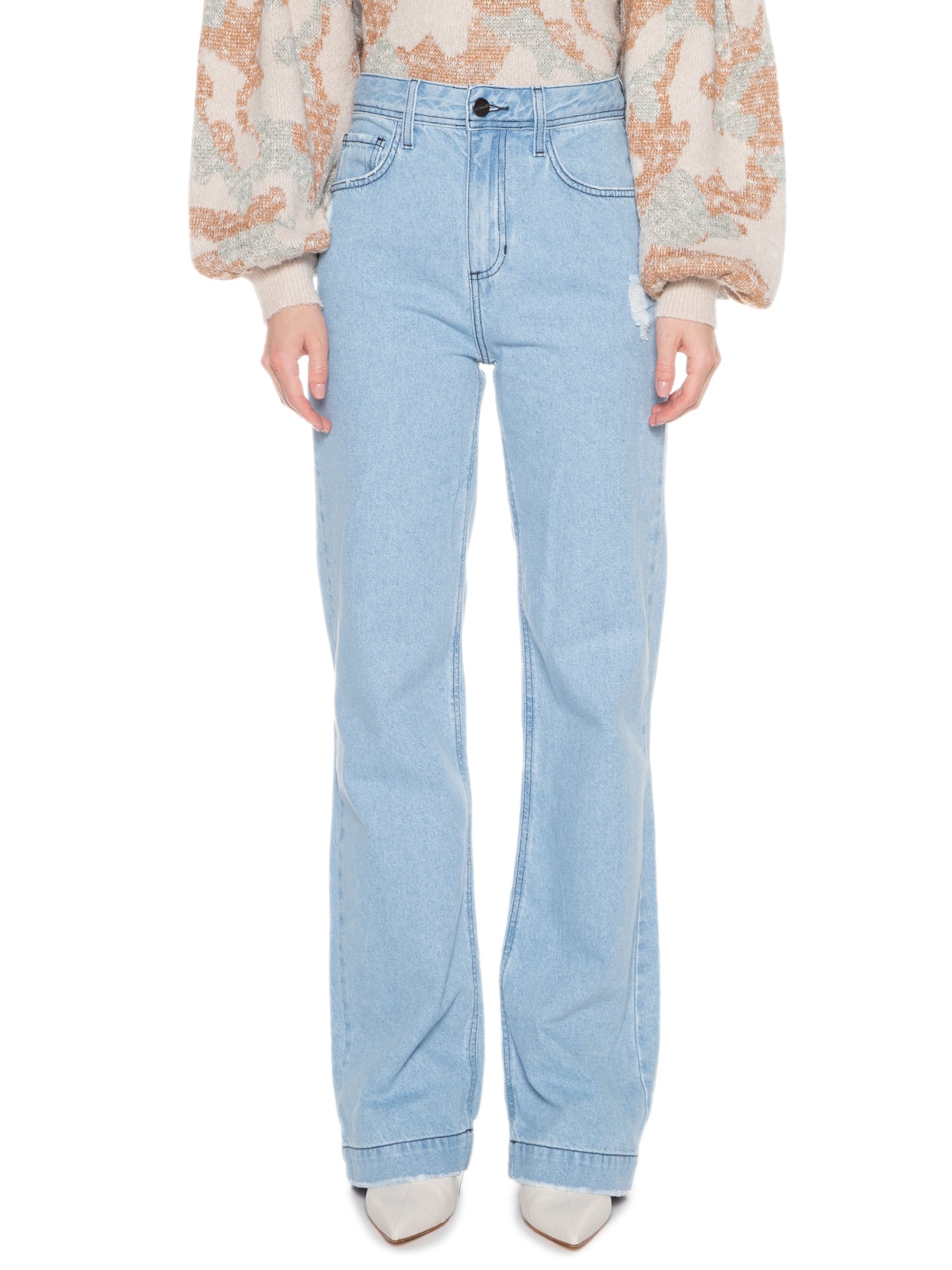 Calça Feminina Pam Puídos Azul Le Lis