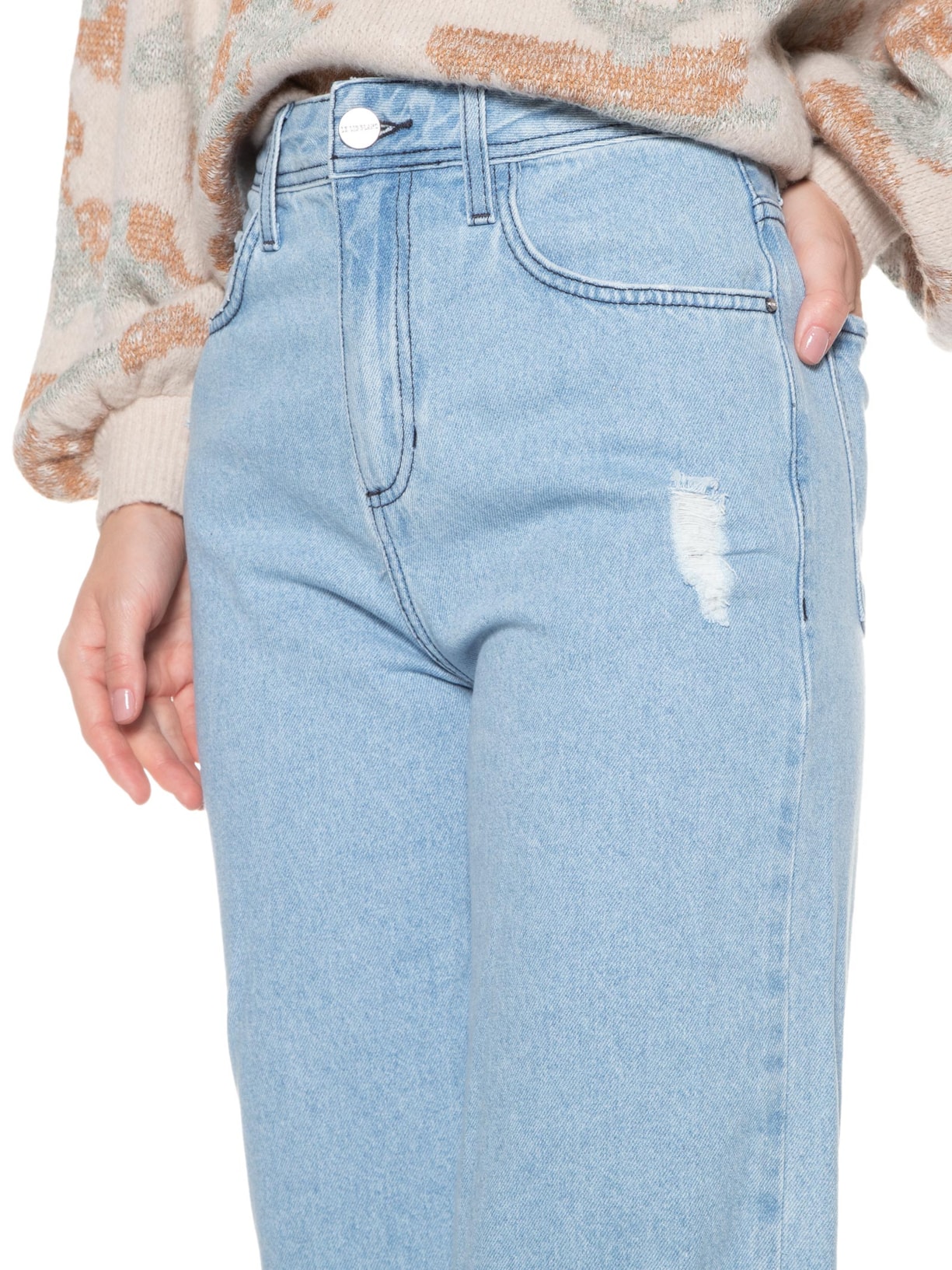 Calça Feminina Pam Puídos Azul Le Lis