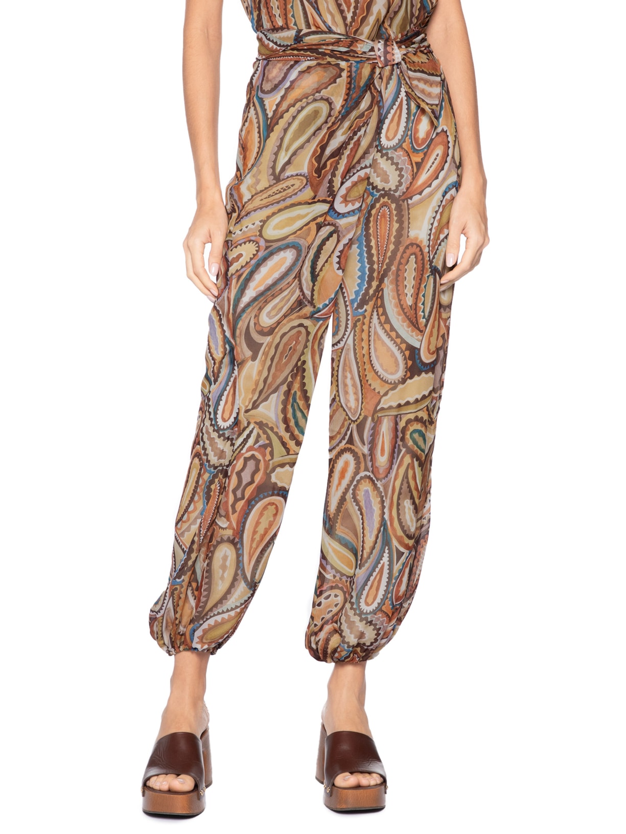 Calça Feminina Panneaux Paisley Anna Marrom Animale