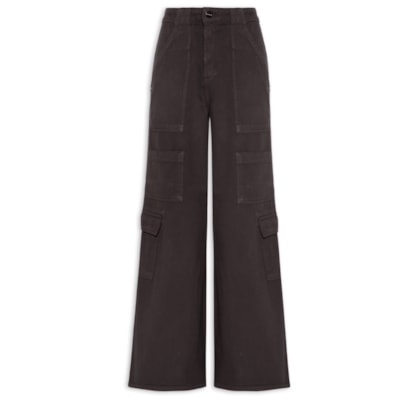 Calça Feminina Panta Cargo Adelia Sarja - Marrom