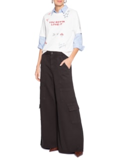Calça Feminina Panta Cargo Adelia Sarja - Marrom by LE LIS