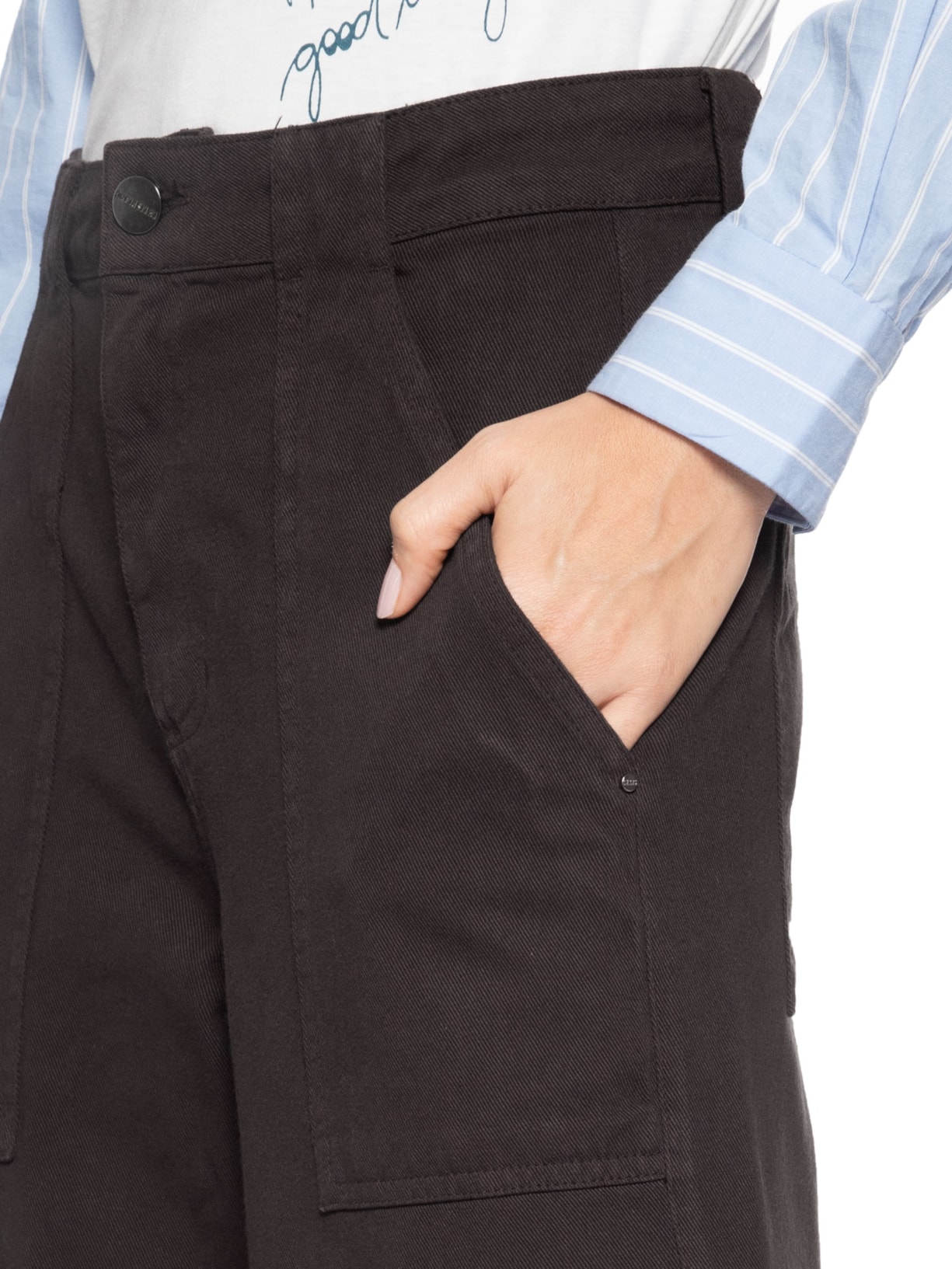 Calça Feminina Panta Cargo Adelia Sarja Marrom Le Lis