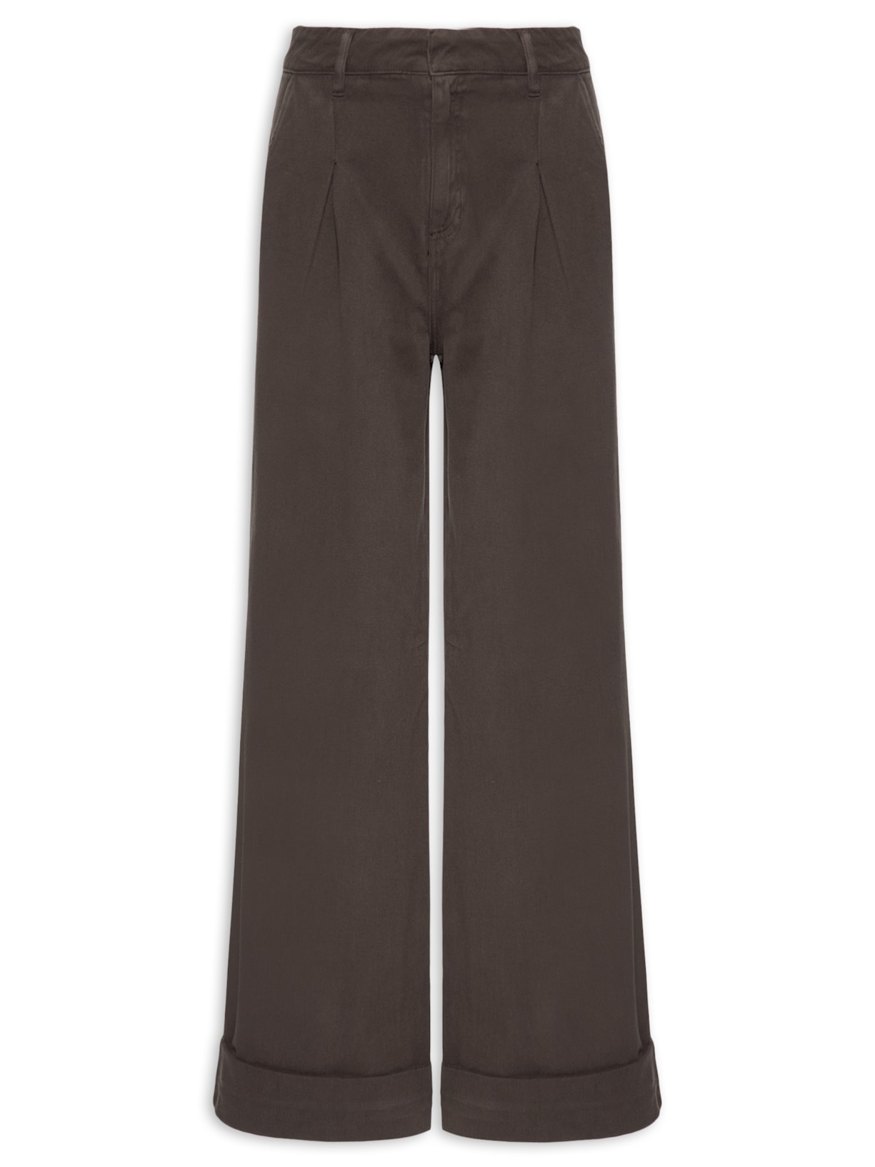 Calça Feminina Panta Wide Isabela Sarja I Marrom Le Lis