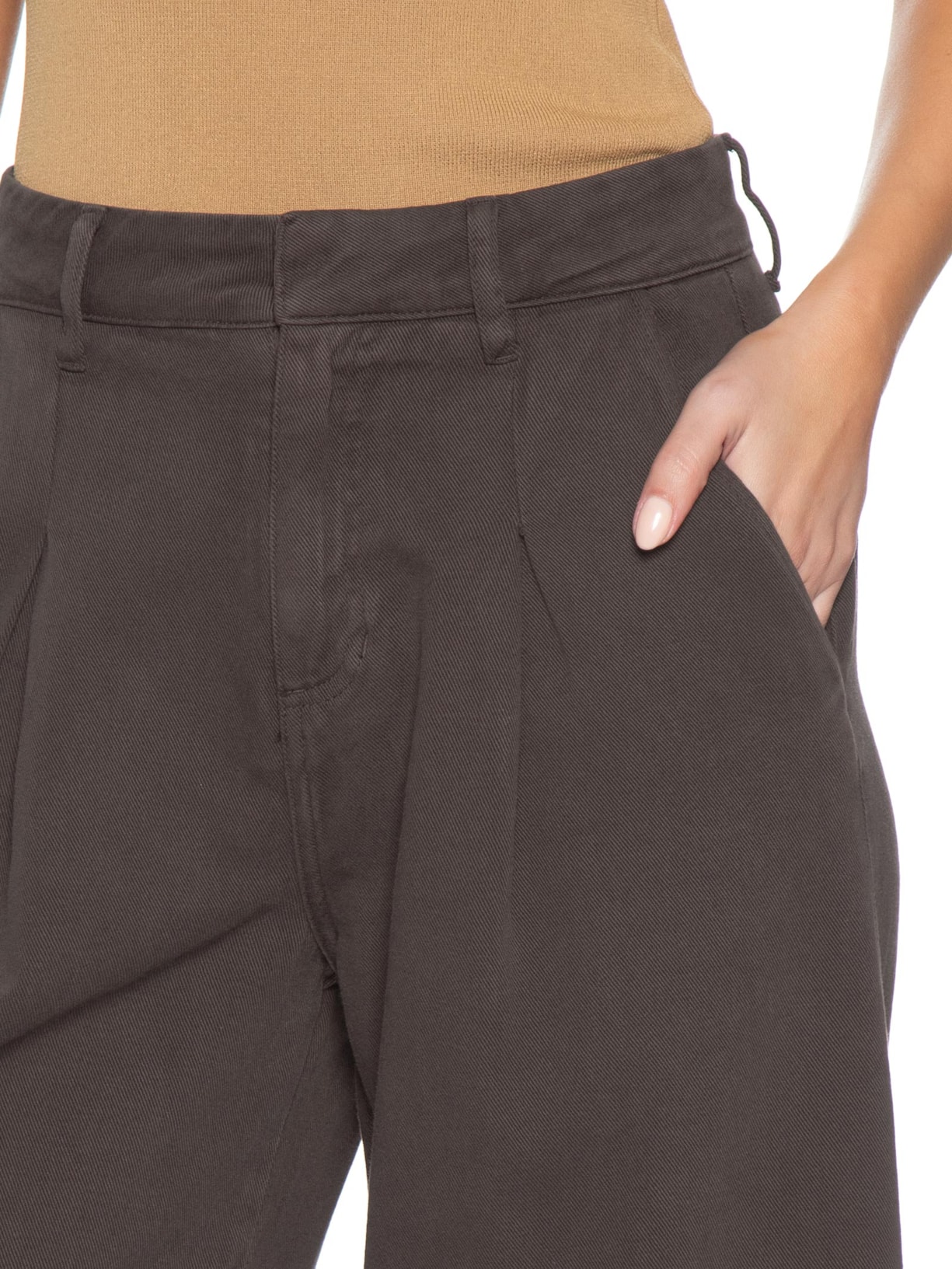 Calça Feminina Panta Wide Isabela Sarja I Marrom Le Lis
