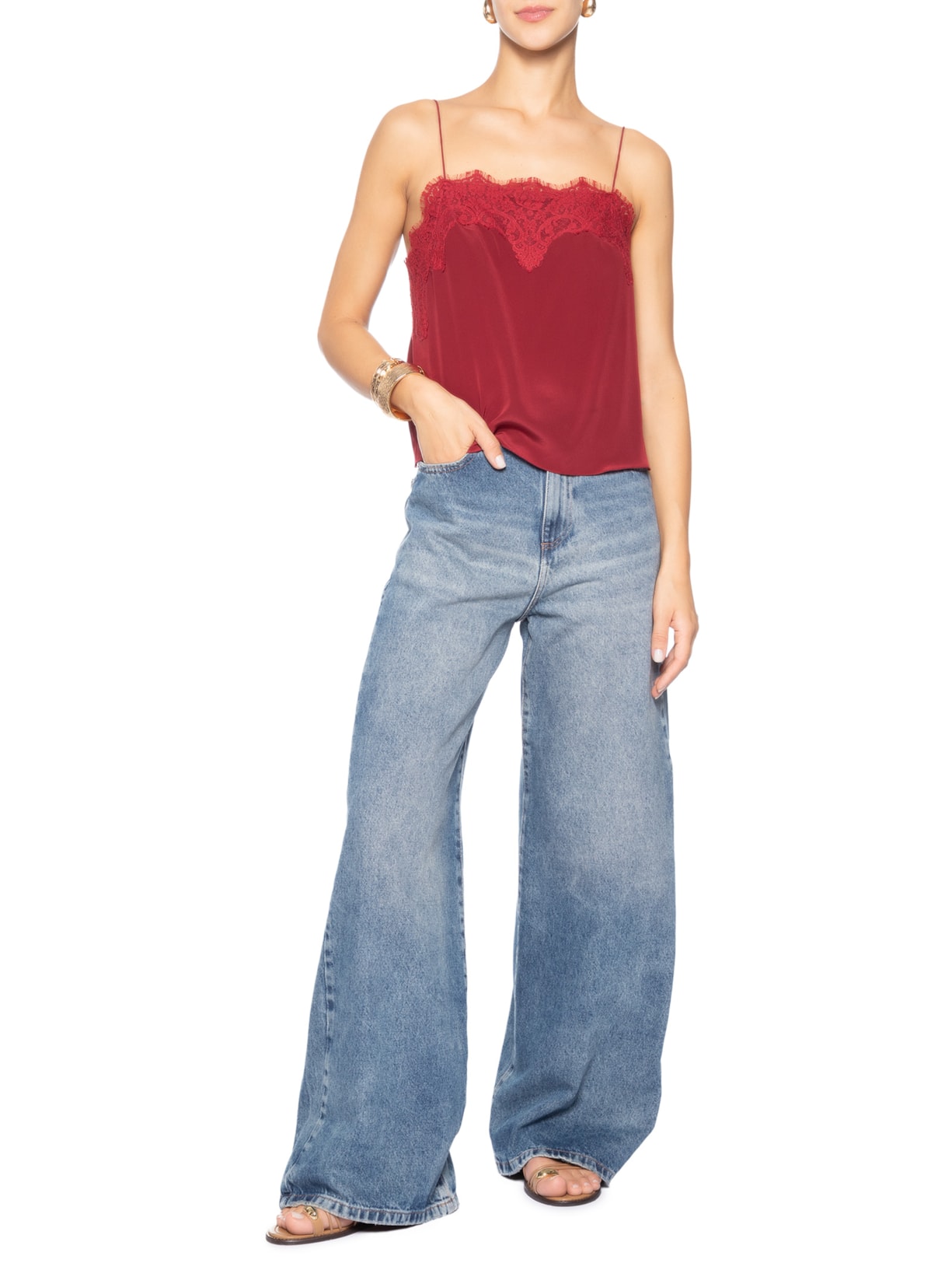 Calça Feminina Panta Wide Lara Azul Le Lis