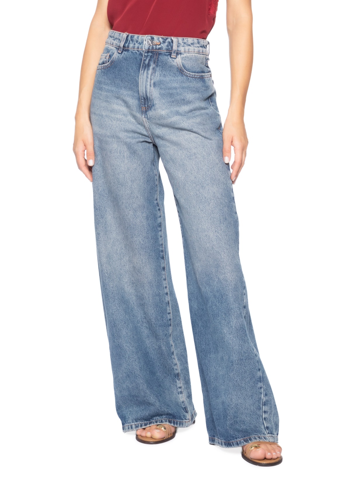 Calça Feminina Panta Wide Lara Azul Le Lis