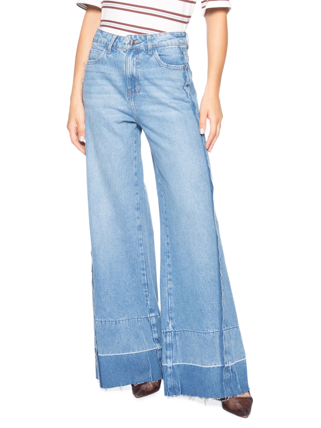 Calça Feminina Panta Wide Liana Azul Le Lis