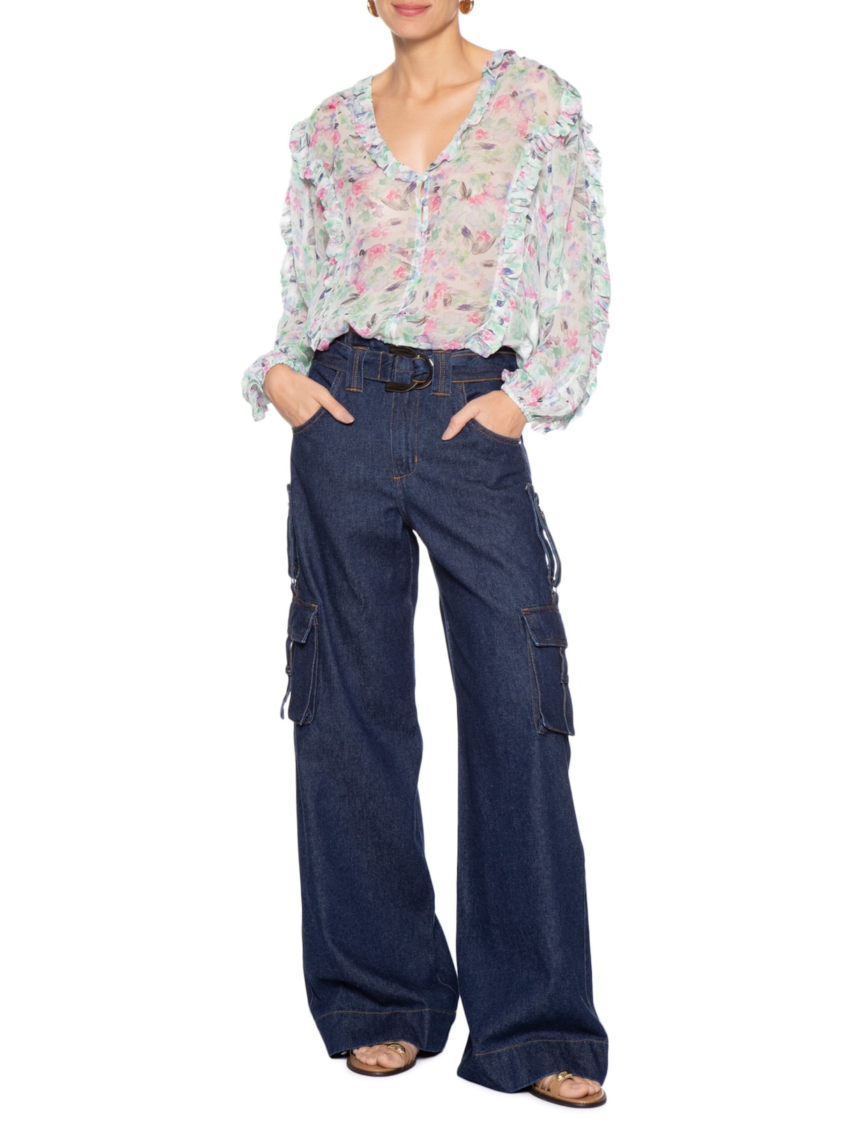 Calça Feminina Panta Wide Talita Azul Le Lis