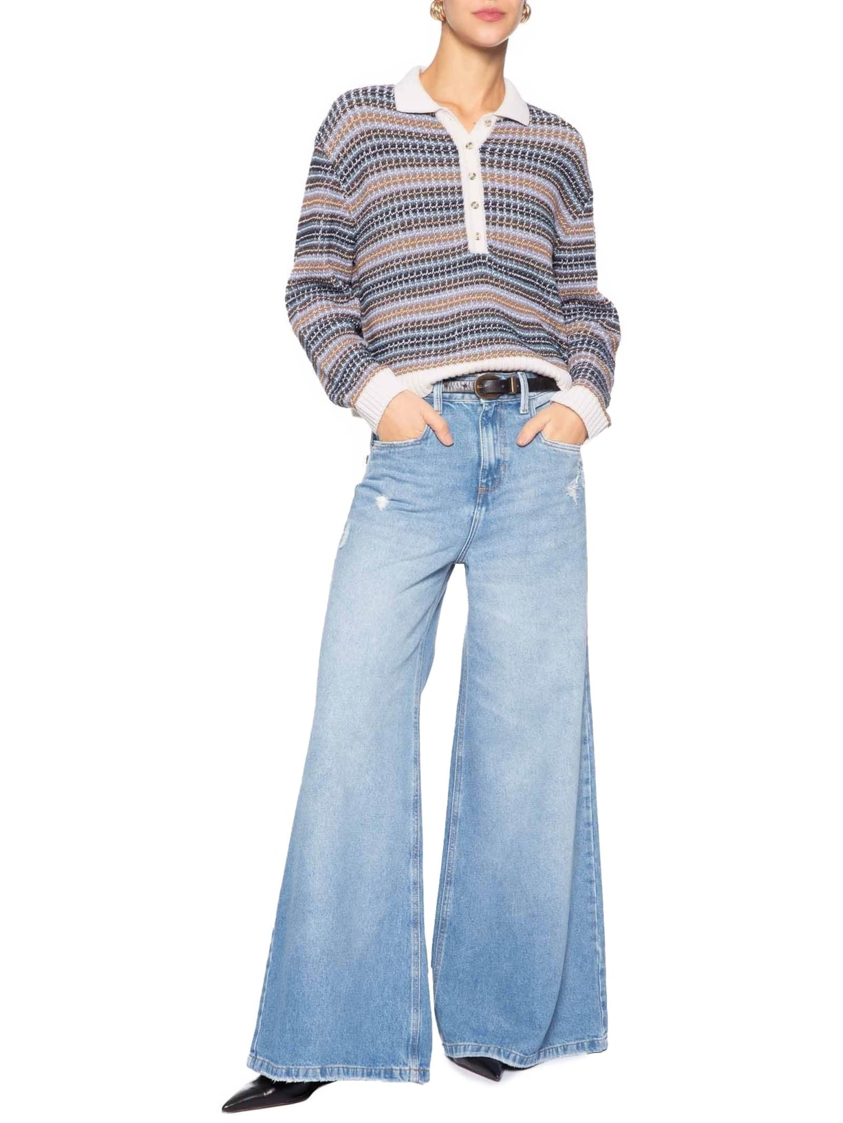 Calça Feminina Panta Wide Tyla Azul Le Lis