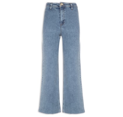Calça Feminina Pantacourt Com Barra A Fio - Azul