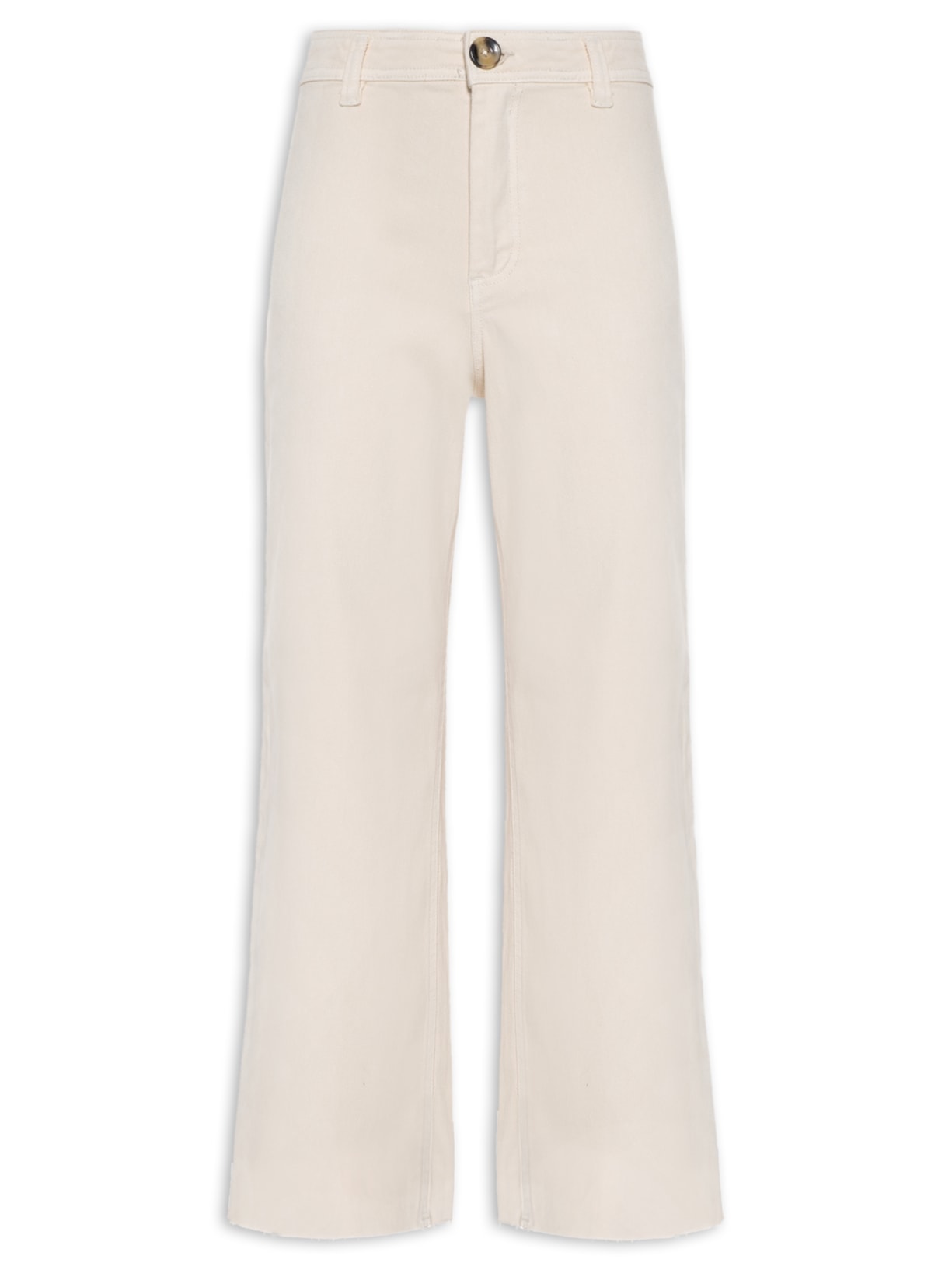 Calça Feminina Pantacourt Com Barra A Fio - Bege