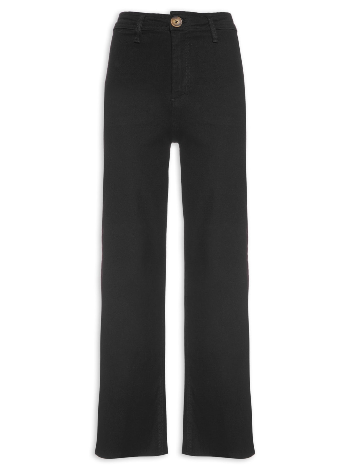 Calça Feminina Pantacourt Com Barra A Fio - Preto