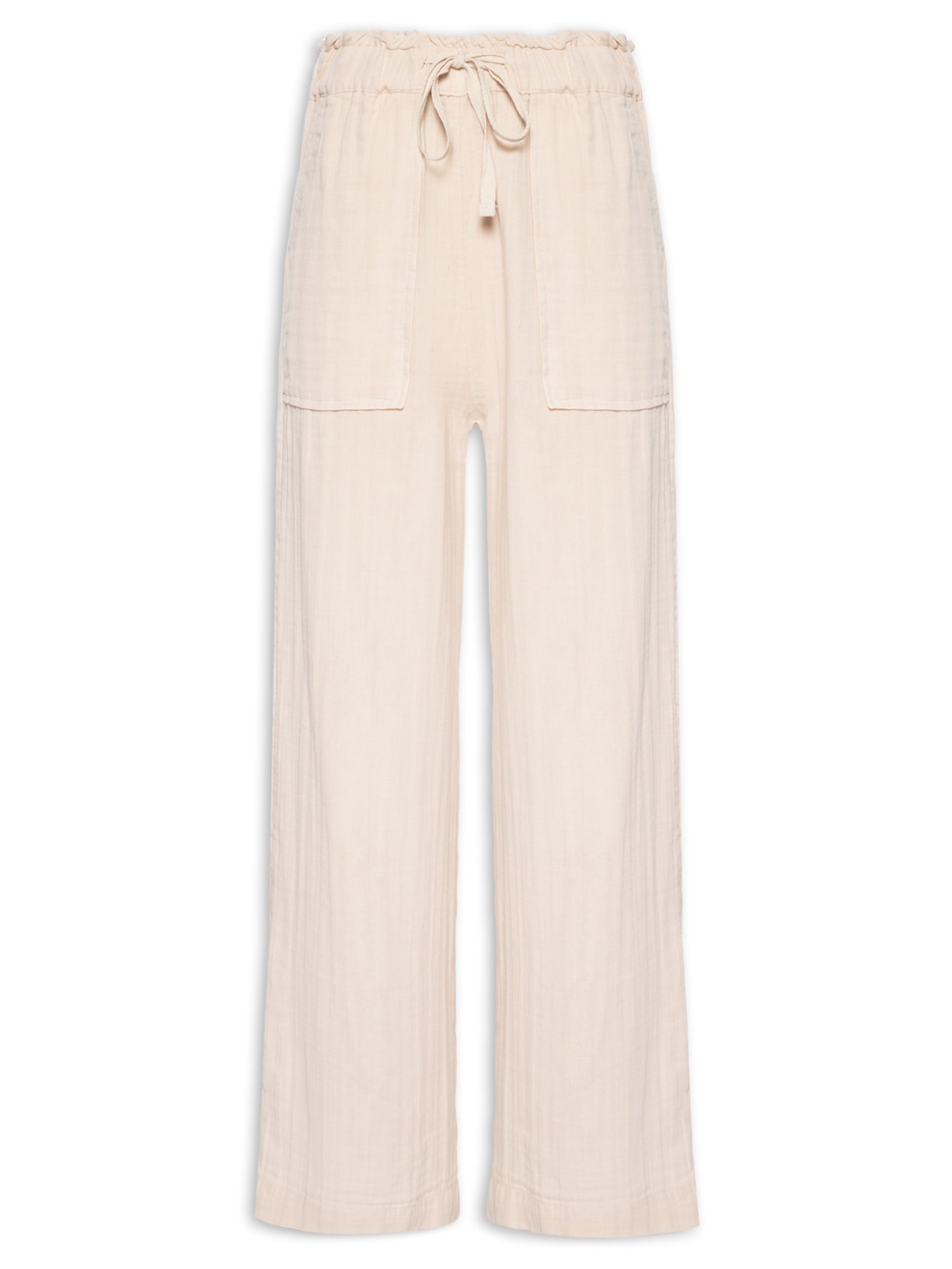 Calça Feminina Pantacourt Com Bolsos Frontais - Bege