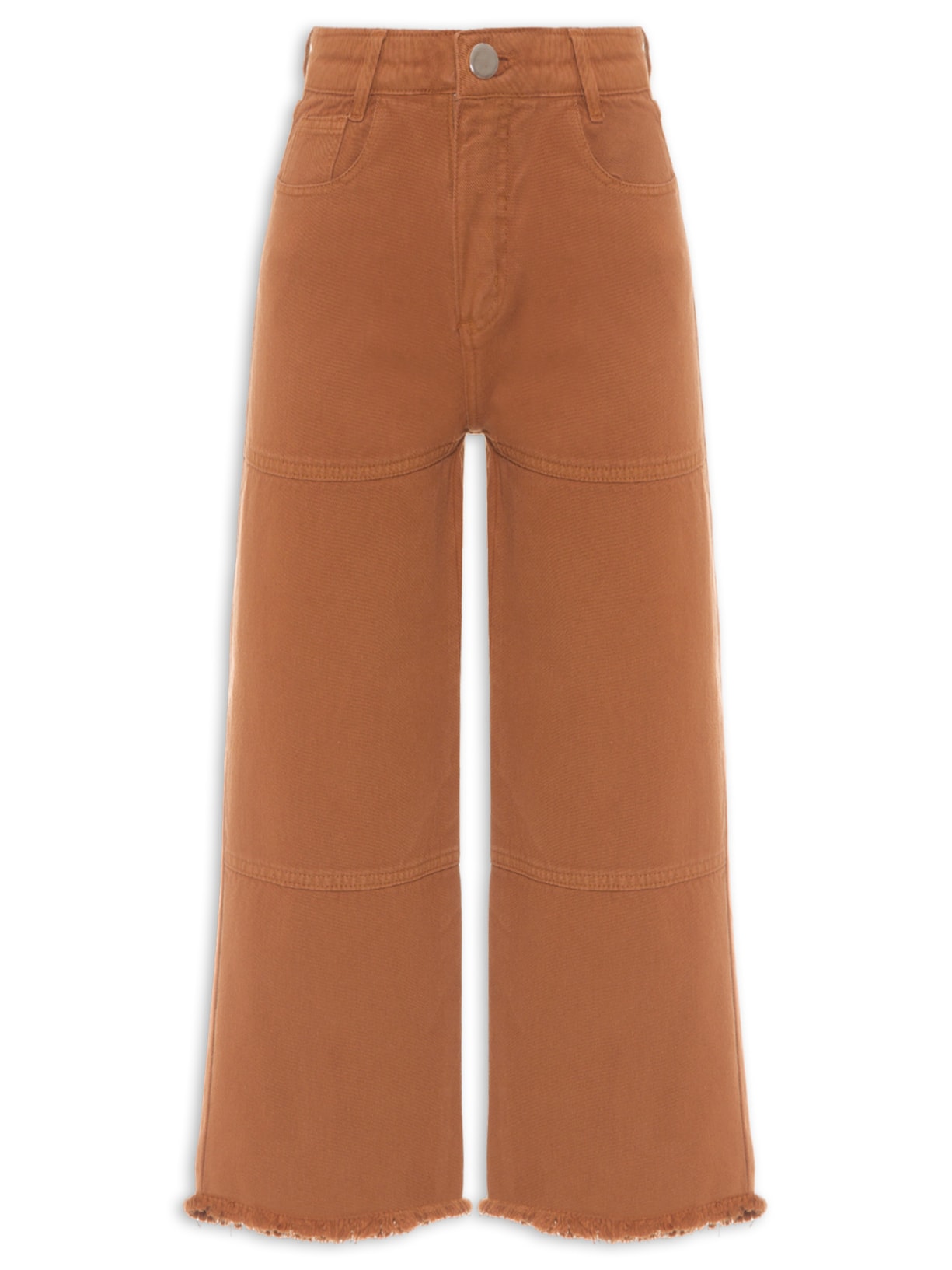 Calça Feminina Pantacourt Com Recorte - Marrom