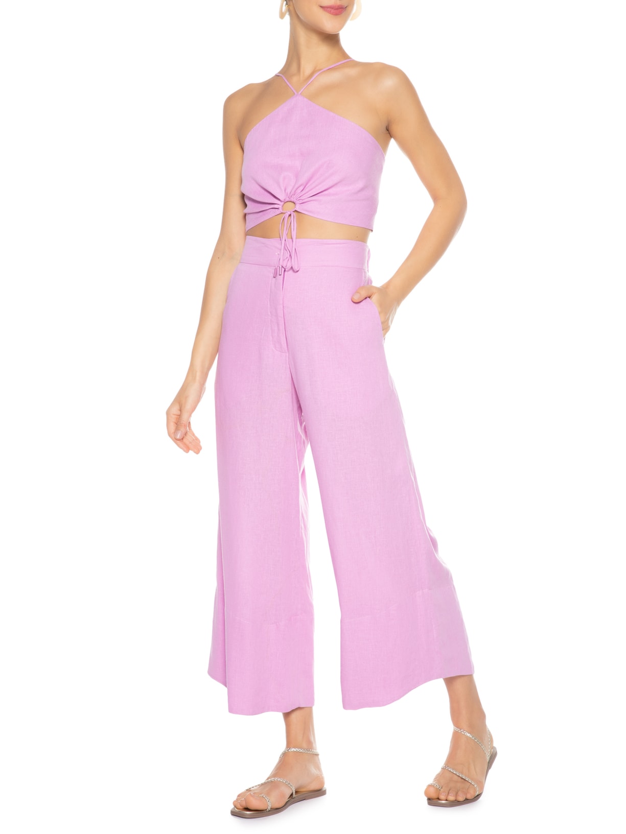 Calça Feminina Pantacourt Lillás Dress To