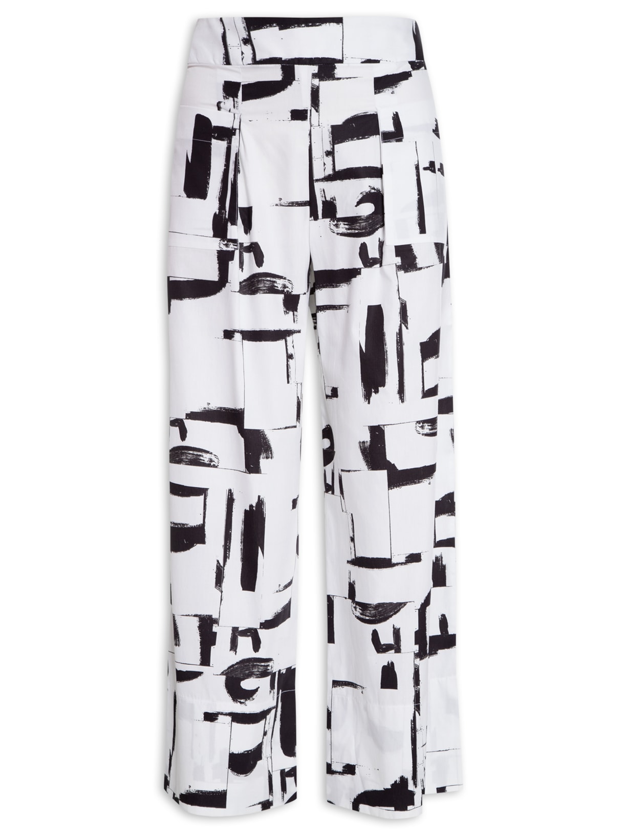 Calça Feminina Pantalona Abstrato Expressão Color - Branco