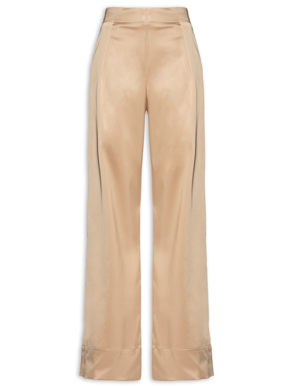 Calça Feminina Pantalona Acetinada - Bege