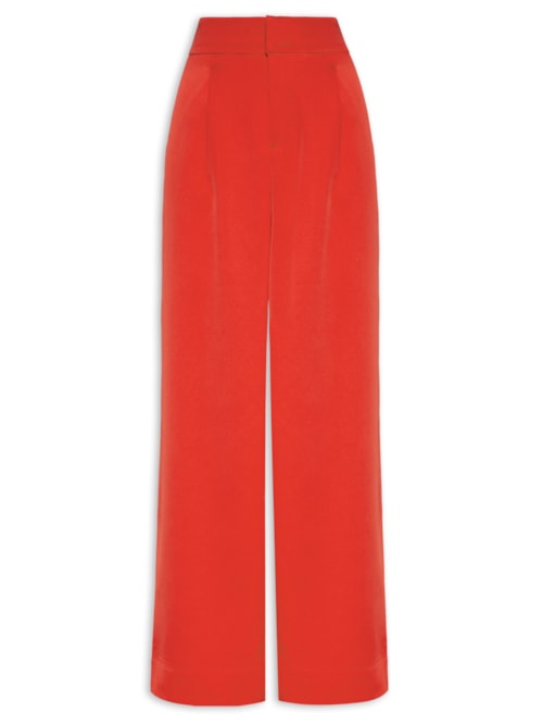 Calça Feminina Pantalona Acetinada - Vermelho