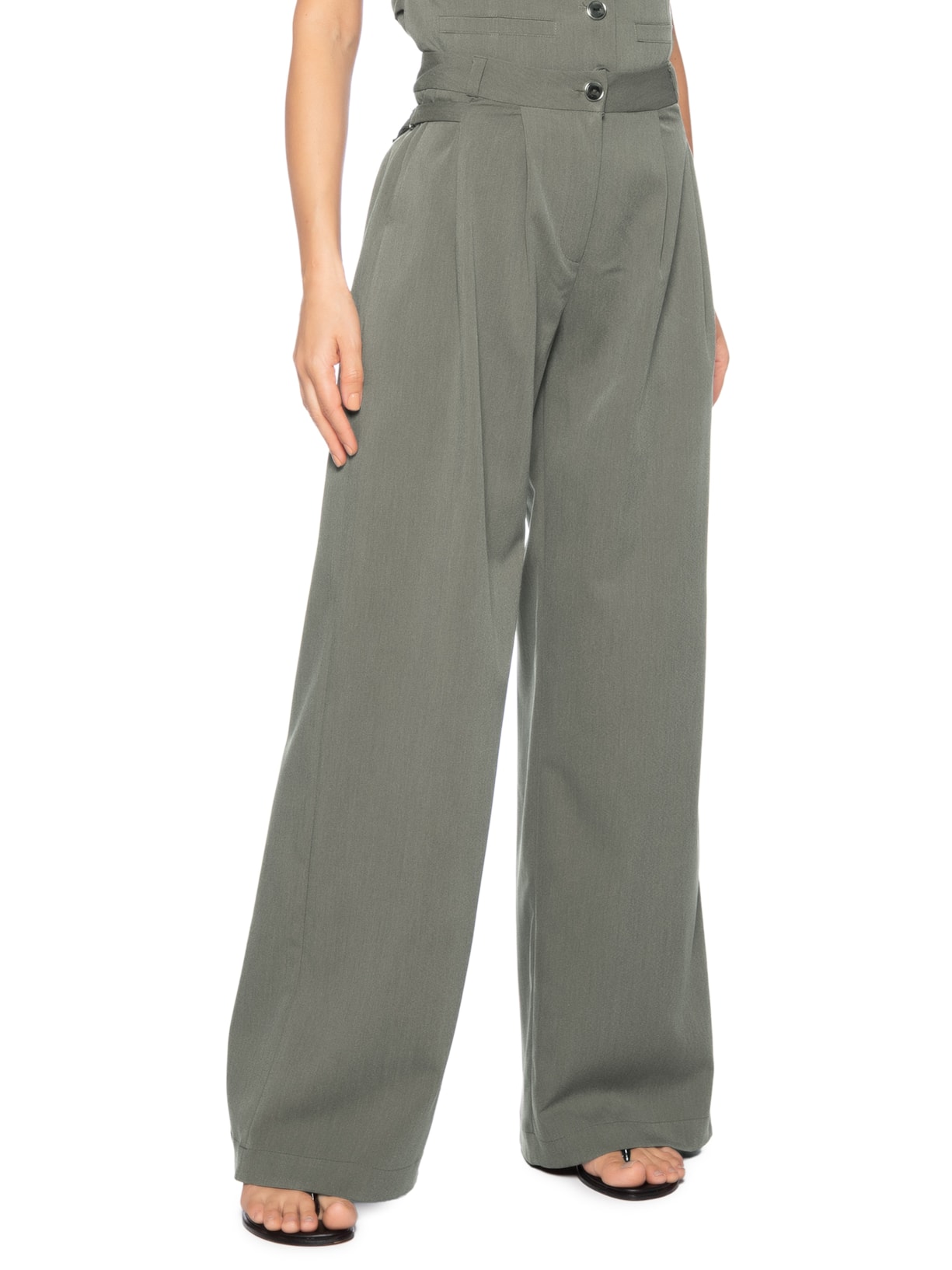 Calça Feminina Pantalona Alfaiataria Cinza  Animale Jeans