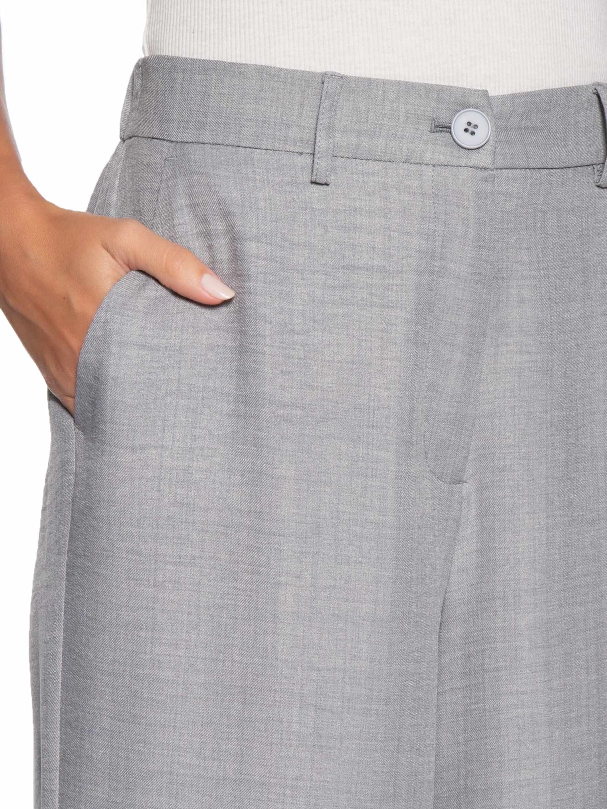 Calça Feminina Pantalona Alfaiataria Cinza Basiq