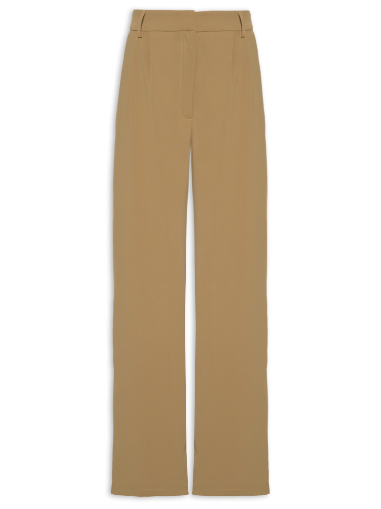 Calça Feminina Pantalona Alfaiataria Com Pregas - Bege