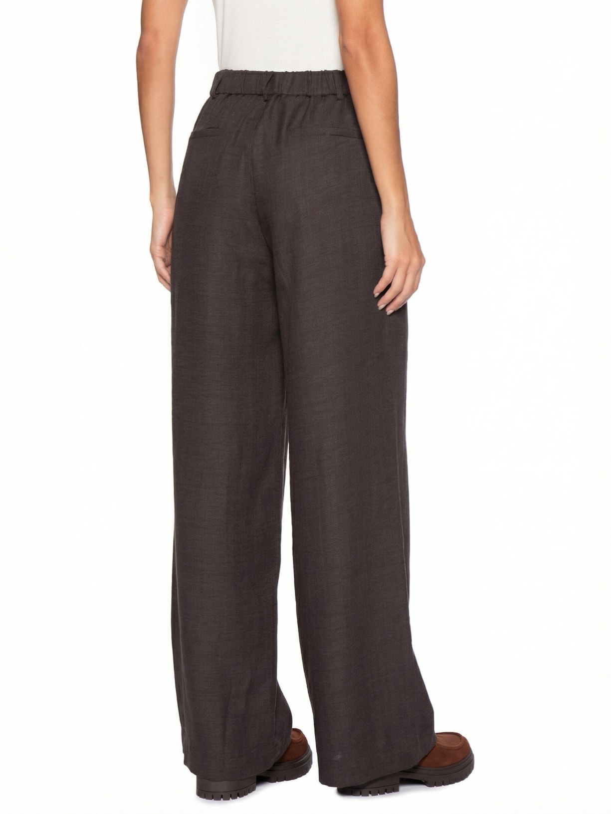 Calça Feminina Pantalona Alfaiataria Marrom Basiq