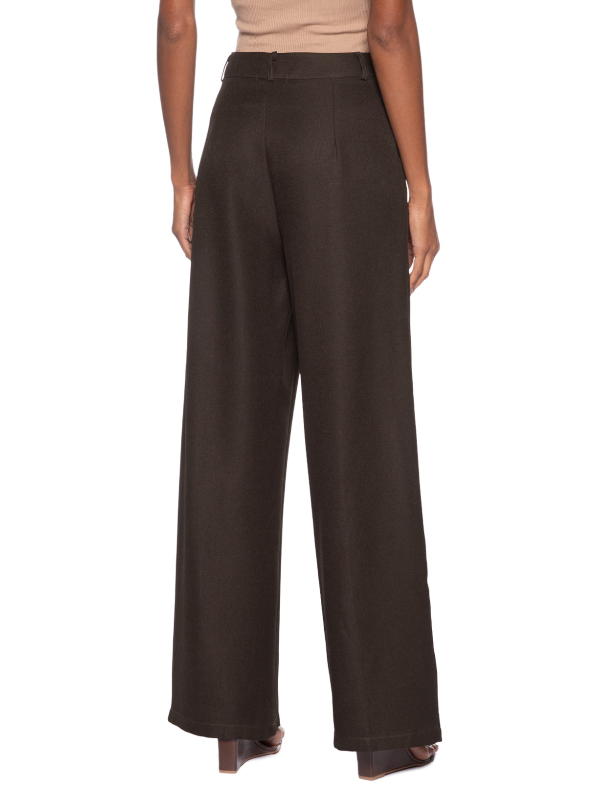 Calça Feminina Pantalona Alfaiataria Marrom '2Essential