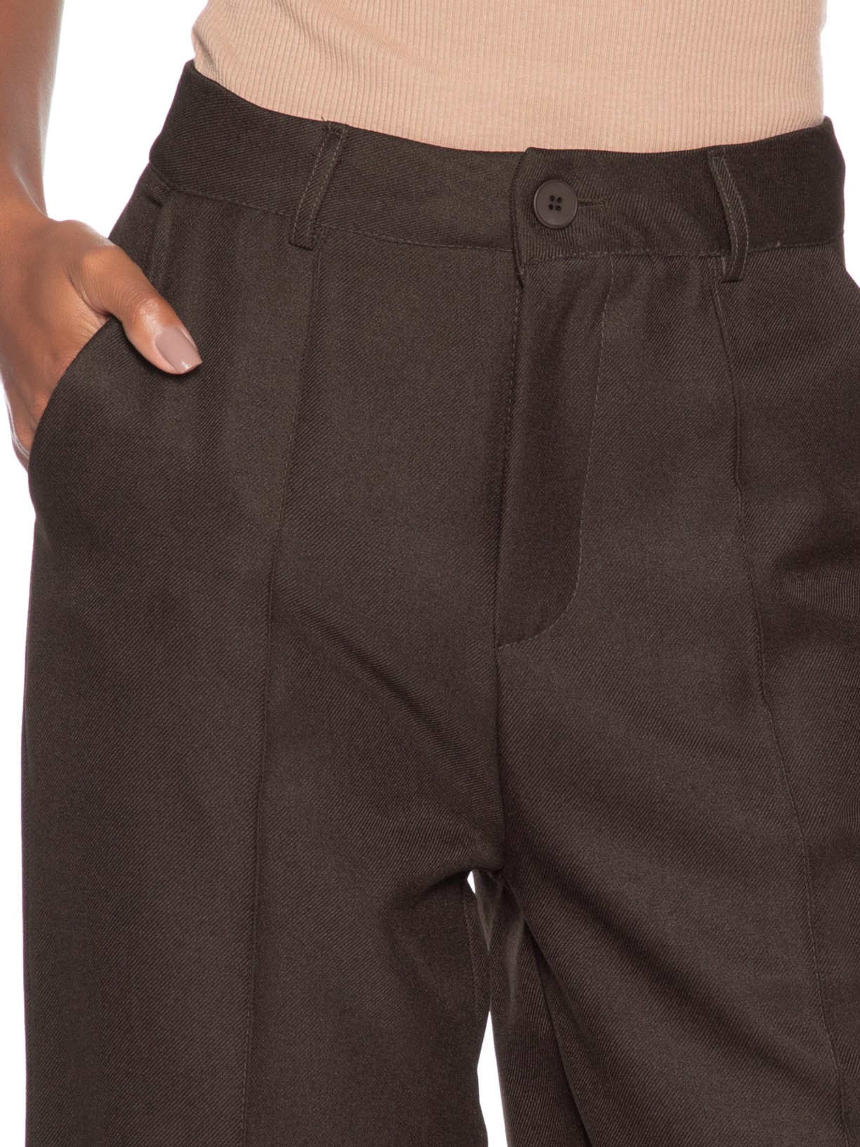 Calça Feminina Pantalona Alfaiataria Marrom '2Essential